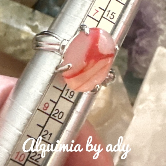 Silver and red crazy lace agate gem ring - Picture 3 of 3